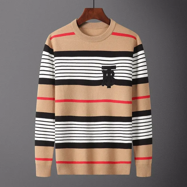 Burberry Striped Knit Sweater Monogram Logo