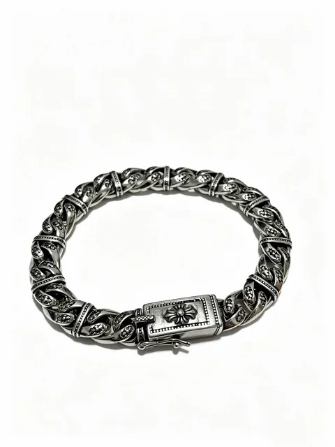 Chrome Hearts Curb Link Bracelet Cross Motif