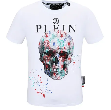 Philipp Plein Skull Graphic Tee Paint Splatter Skull