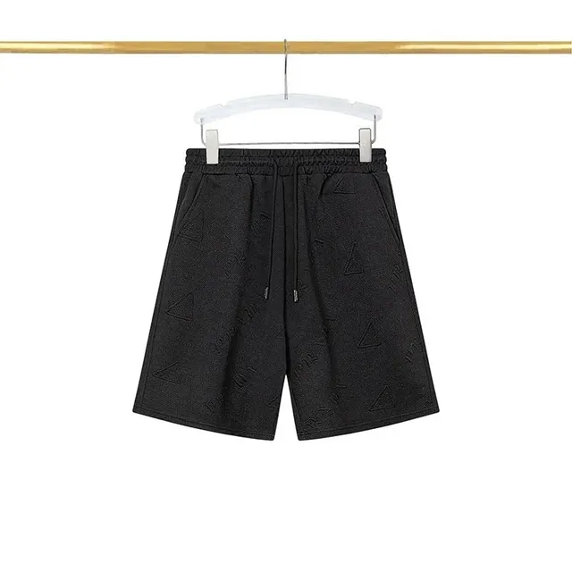 Embroidered Shorts Textured Logo Pattern