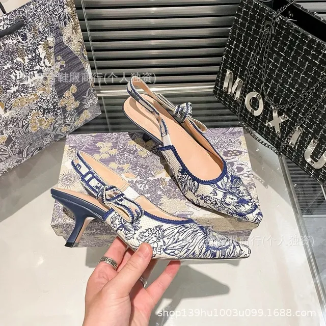 Dior Slingback Heel Toile de Jouy Print