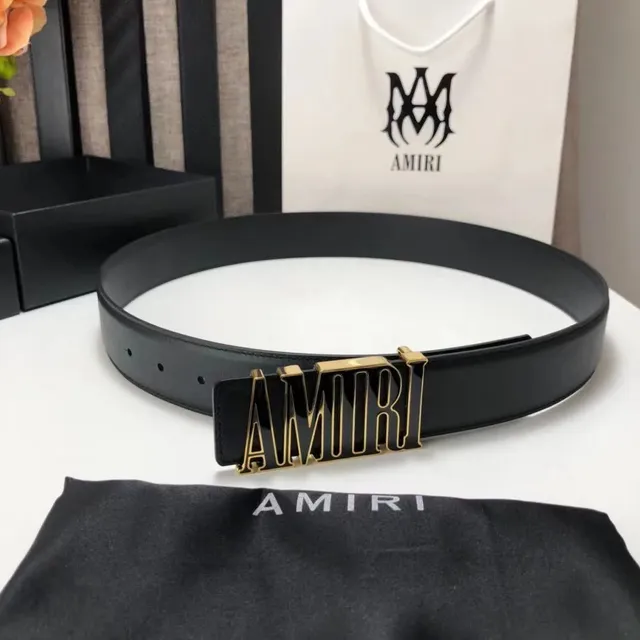 Amiri Logo Belt Gold Logo