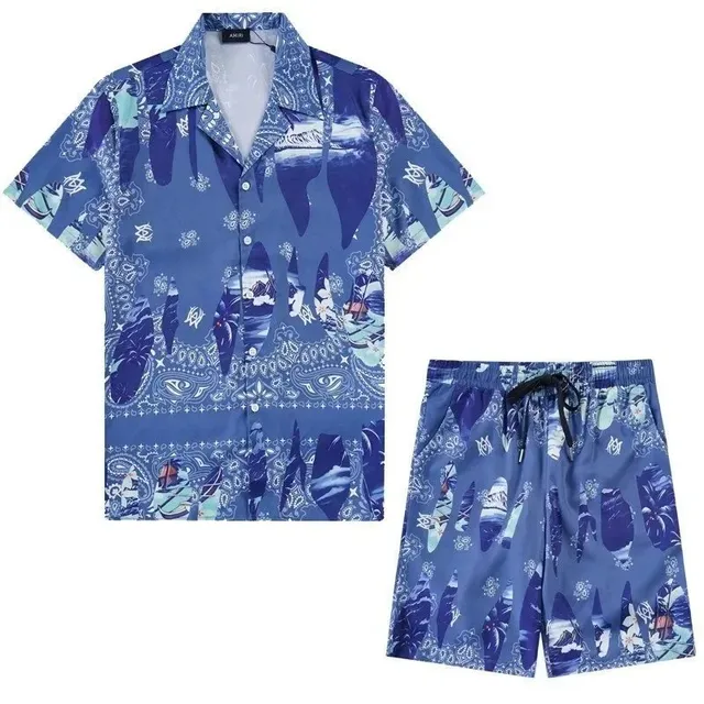 Camp Collar Shirt and Shorts Set Bandana Print