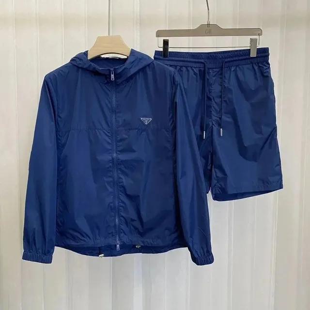Prada Windbreaker and Shorts Set Navy