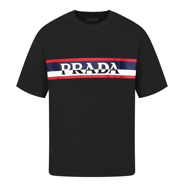 Prada Logo Stripe T-Shirt Tri-Color Band