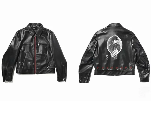 Saint Laurent Biker Jacket Embroidered Portrait