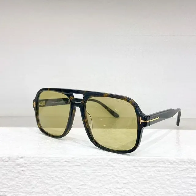 Tom Ford Aviator Sunglasses Havana Frame with Yellow Lens