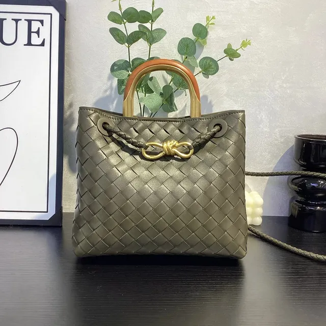 Bottega Veneta Andiamo Olive Woven Leather