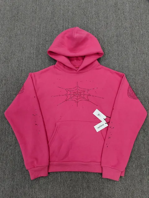 Sp5der Spider Web Hoodie Crystal Embellished