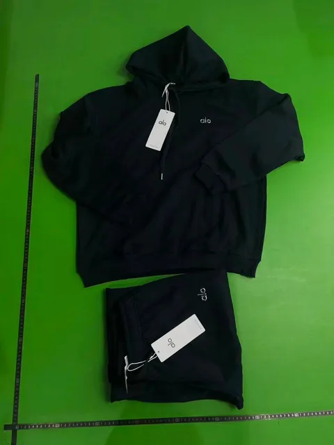Alo Yoga Hoodie and Joggers Set Black Logo Embroidery
