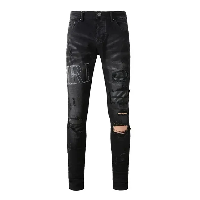 Amiri Distressed Logo Jeans Black Wash