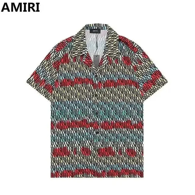 Amiri Printed Camp Collar Shirt All-Over Logo Pattern