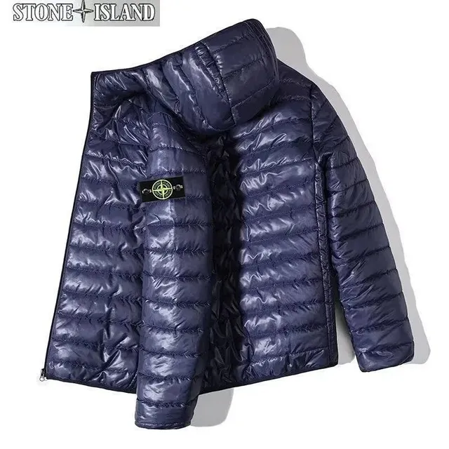 Stone Island Quilted Hooded Jacket Glossy Nylon