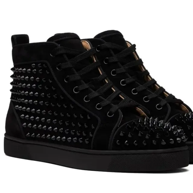 Christian Louboutin Louis Spikes Black Suede