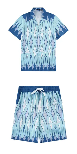 Amiri Printed Short-Sleeve Shirt and Shorts Set Geometric Star Pattern
