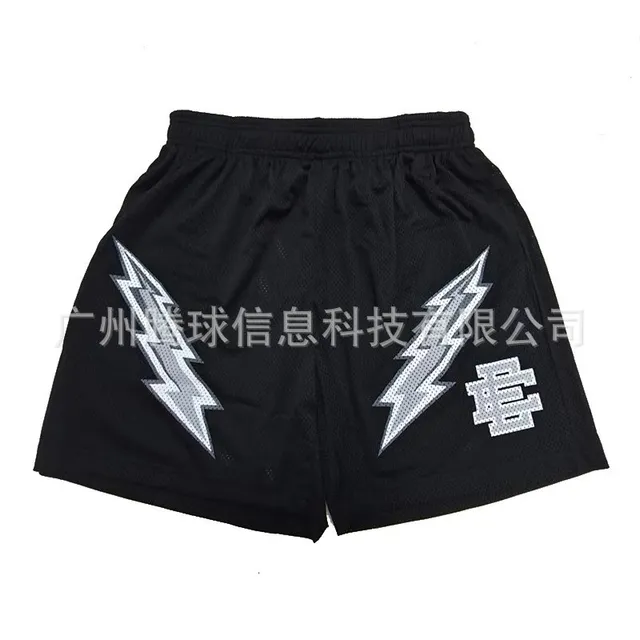 Mesh Shorts Lightning Bolt Print