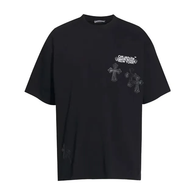 Off-White Cross Logo T-Shirt Chrome Hearts Collaboration