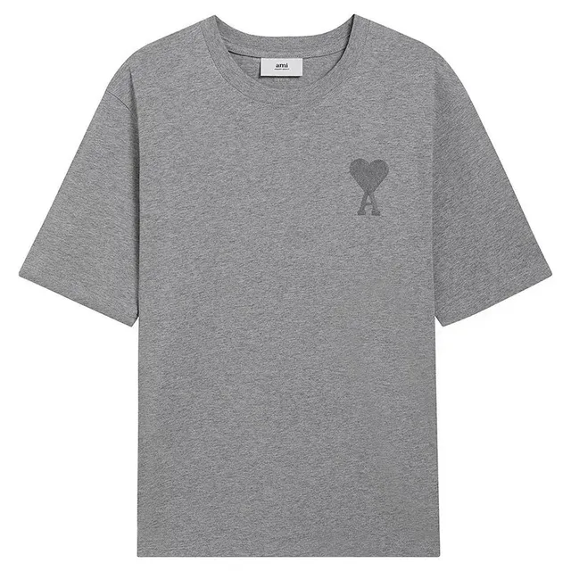 AMI Paris Heart Logo Tee Heather Grey
