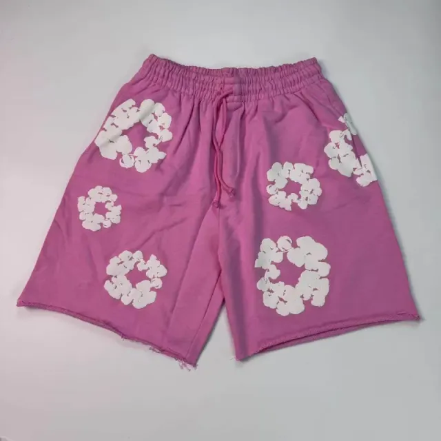 Denim Tears Floral Print Shorts Pink with White Floral Appliqué