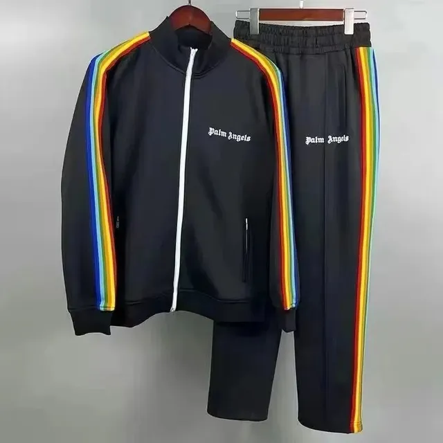 Palm Angels Track Jacket and Pants Set Rainbow Stripe