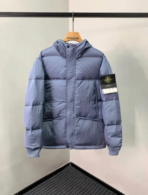 Stone Island Hooded Puffer Jacket Light Blue