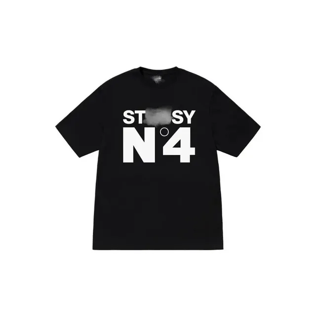 Stüssy N°4 Tee Black with White Logo