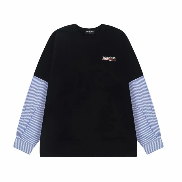 Balenciaga Long-Sleeve T-Shirt Striped Sleeve