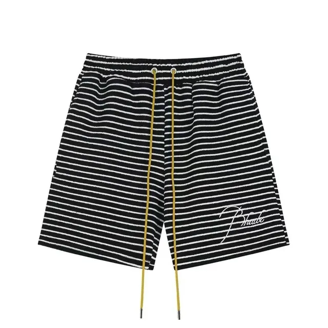 Pharrell Williams Striped Terry Shorts Black and White Stripe