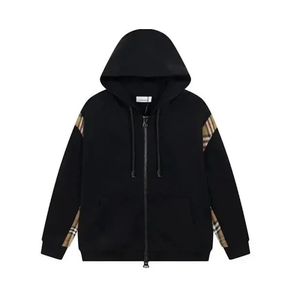 Burberry Zip-Up Hoodie Check Panel