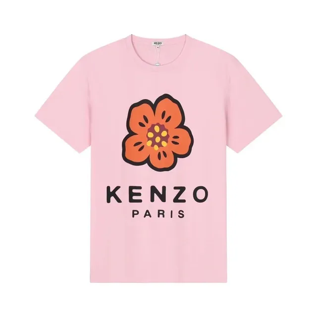 Kenzo Flower Logo T-Shirt Orange Flower Print
