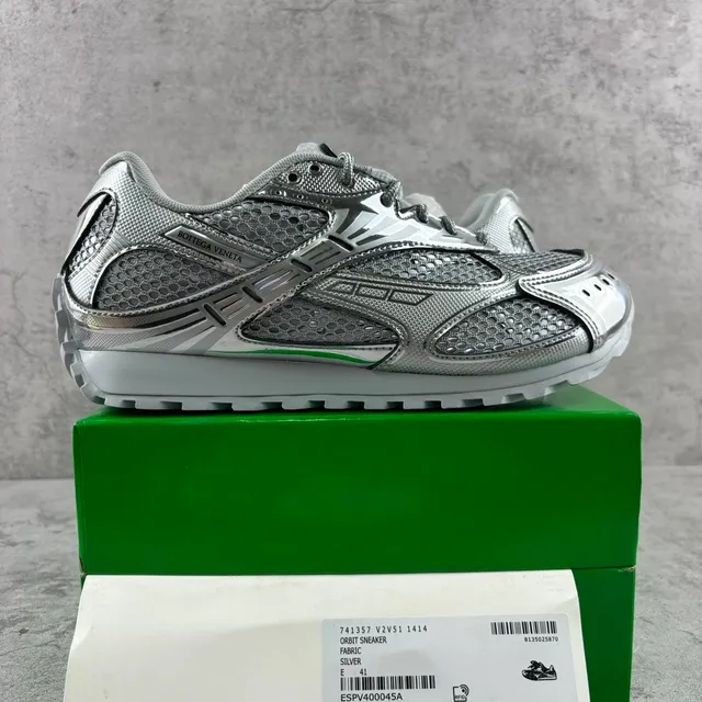Bottega Veneta Orbit Sneaker Metallic Silver