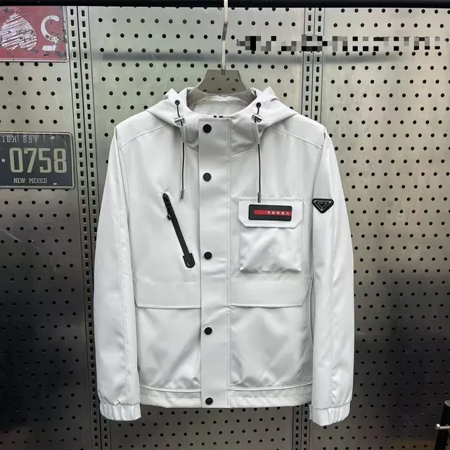 Prada Linea Rossa Jacket White with Red Logo Patch