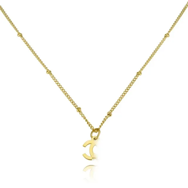 Chanel CC Logo Necklace Gold Tone