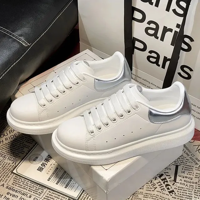 Alexander McQueen Oversized Sneaker White with Silver Heel Tab