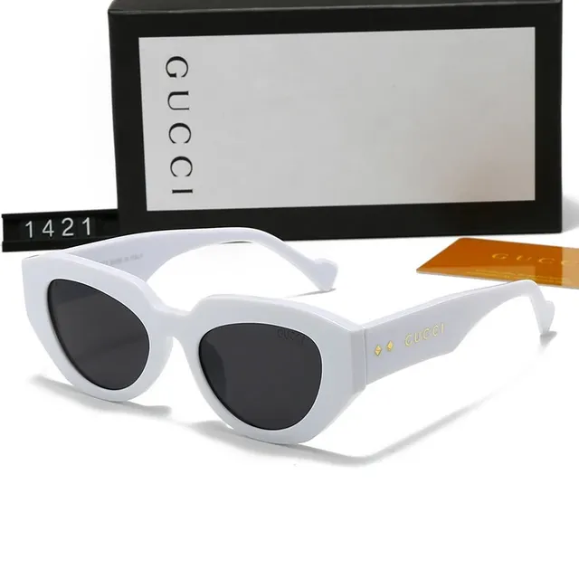Gucci Oval Sunglasses White Frame with Gold Logo