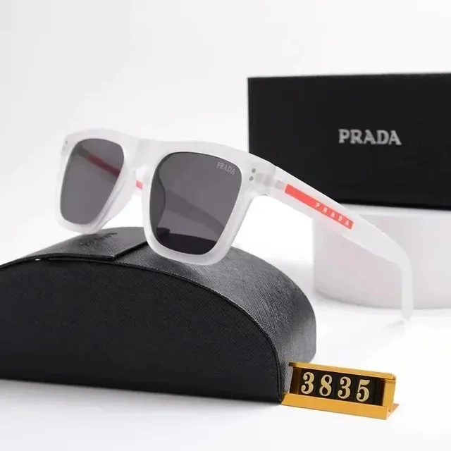 Prada Sunglasses Transparent Frame with Red Logo