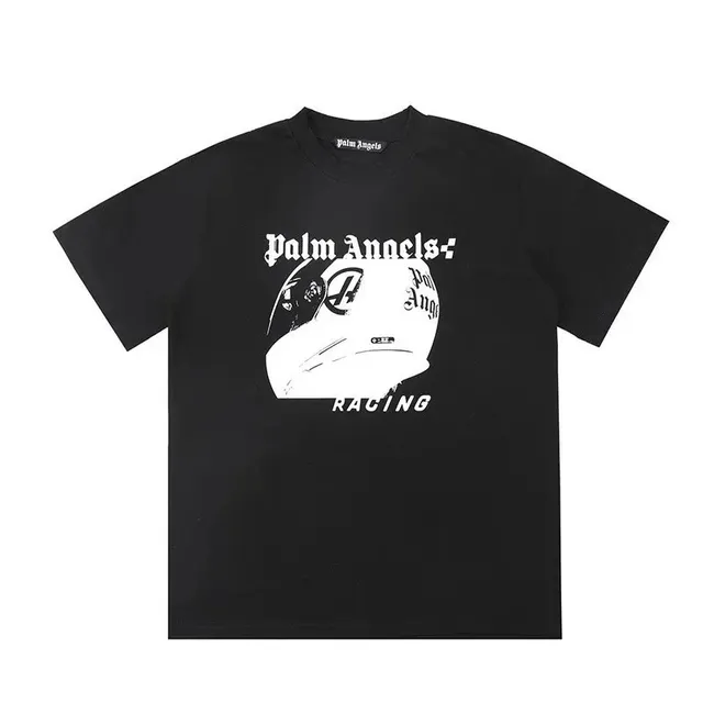 Palm Angels Racing Helmet Tee White Graphic Print