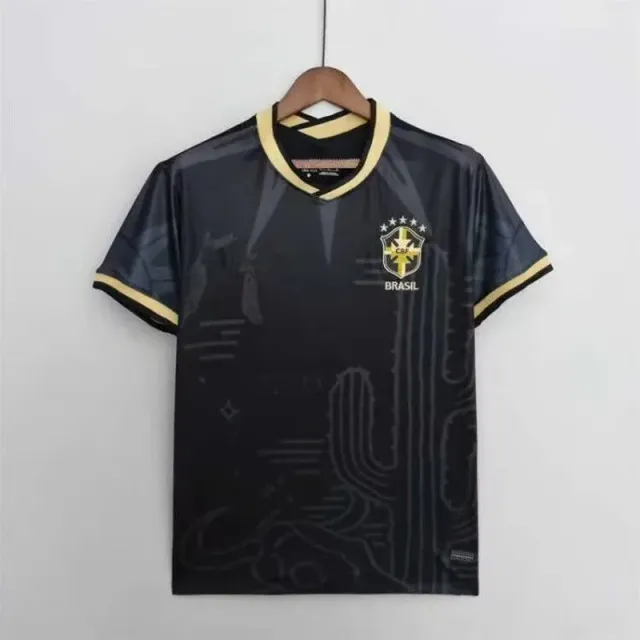 Black and Gold Crew Neck Top with Logo