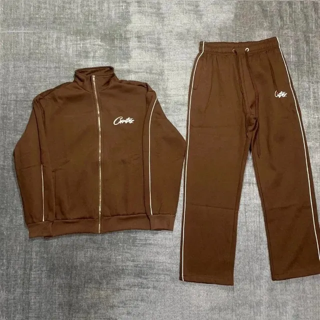 Corteiz Track Suit Brown with White Stripe