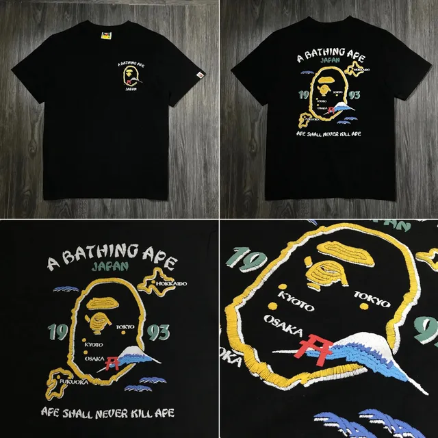 BAPE Graphic T-Shirt Japan Map Embroidered