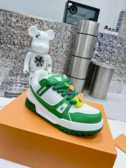 Louis Vuitton LV Trainer Green and White