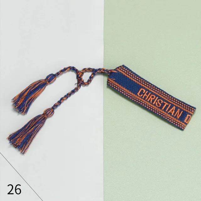 Dior Woven Bookmark Navy and Orange Logo