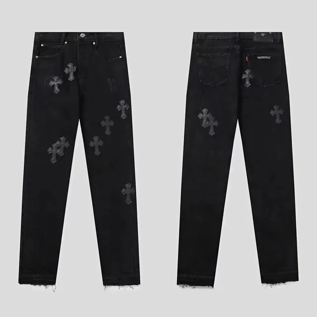 Chrome Hearts Cross Patch Jeans Black with Embroidered Crosses