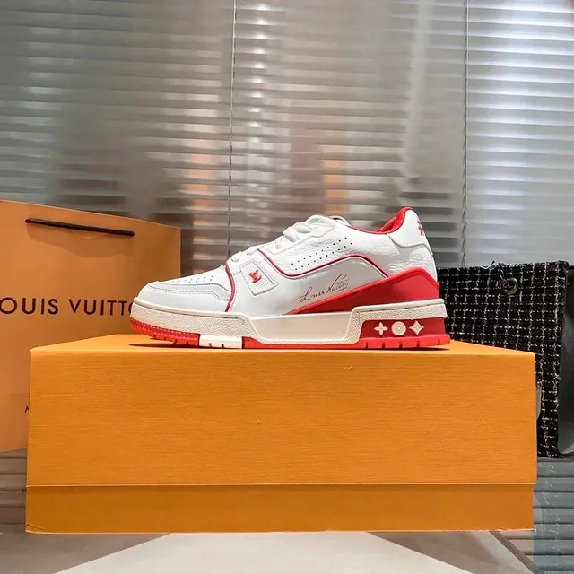 Louis Vuitton LV Trainer White Red