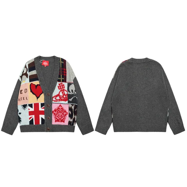 Vivienne Westwood Patchwork Cardigan Multicolor Logo Patch