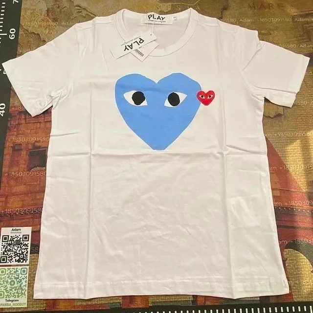 Comme des Garçons Heart Tee Blue Heart with Eyes