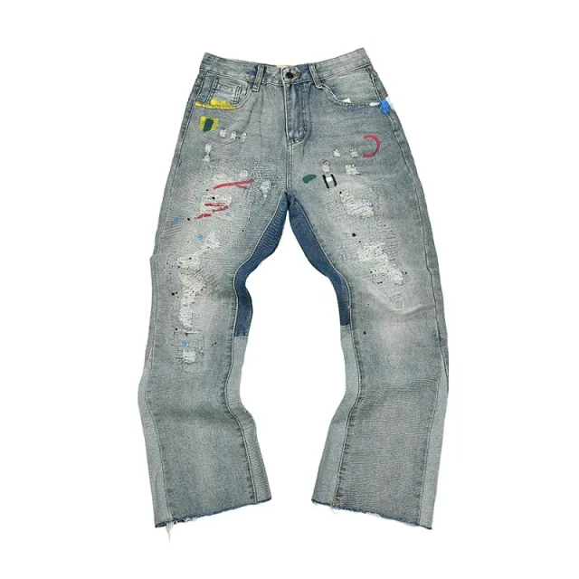 Levi's 501 Distressed Paint-Splatter Patchwork