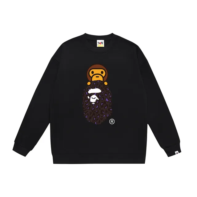 BAPE Crewneck Sweatshirt Ape Head Leopard Print