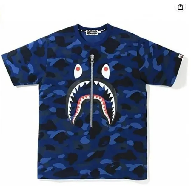 BAPE Shark Hoodie Tee Blue Camo
