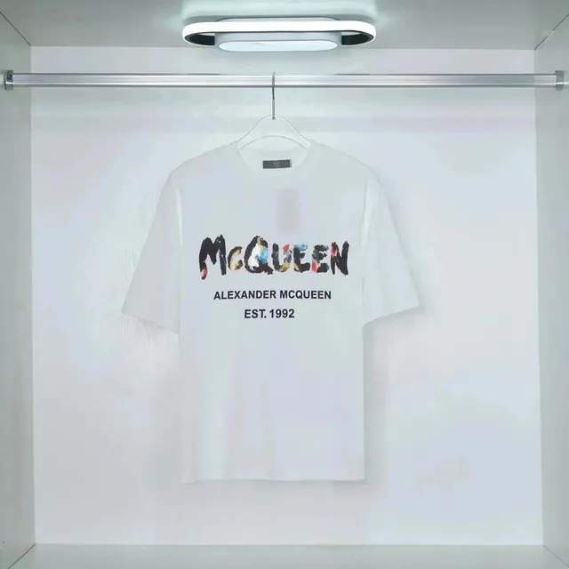 Alexander McQueen Logo Print T-Shirt Painted MCQUEEN